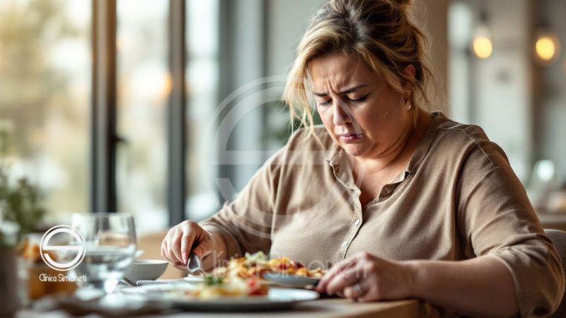 Ilustração anatômica detalhada do sistema digestivo humano com estômago e intestinos destacados e coloridos.