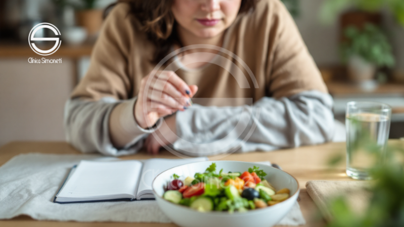 Imagem mostrando uma pessoa comendo alimentos saudáveis após uma cirurgia bariátrica
